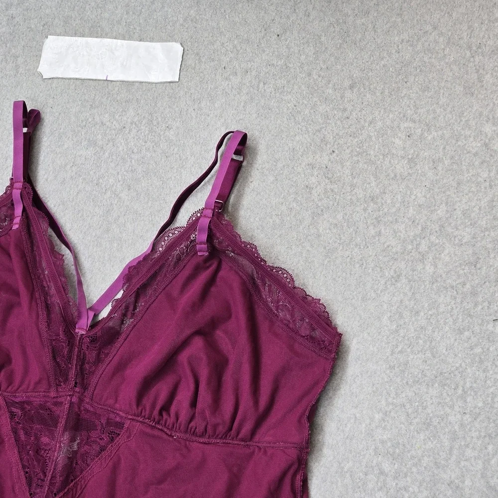 Torrid Women Sleepwear 4X Purple Lace Strappy Velvet Adjustable